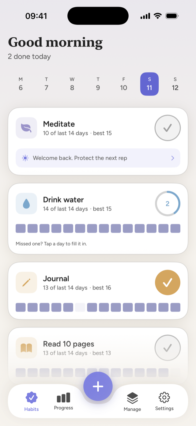 Home — today's habits